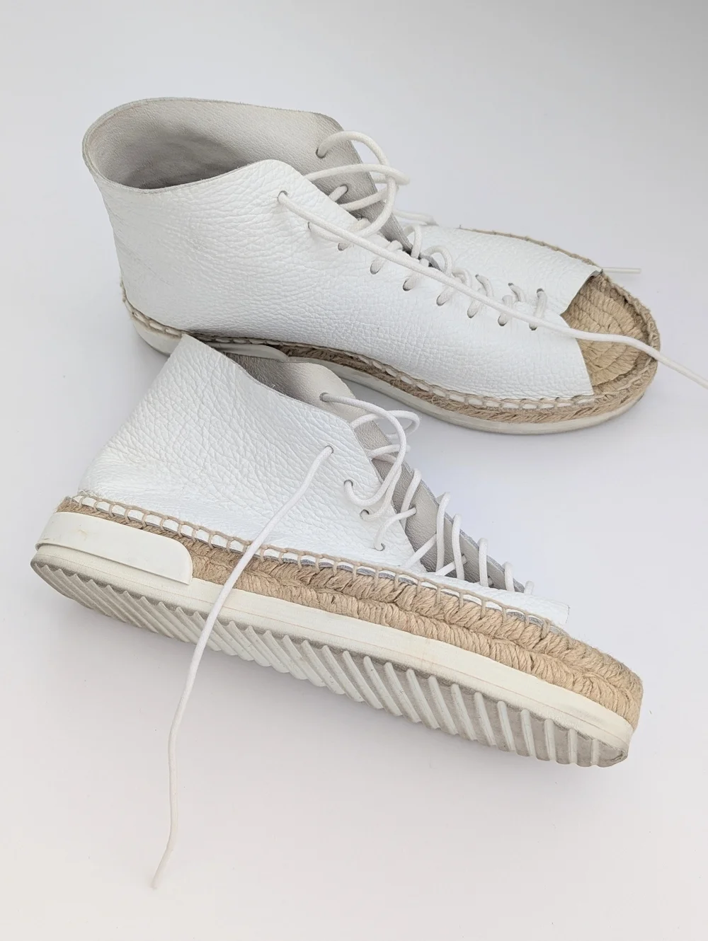 Miista Women's (Sz 36) White Leather Lace-Up Peep-Toe Espadrilles/Shoes/Sandals - Picture 1 of 16